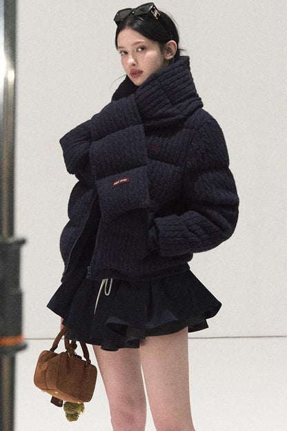 Plaid Color-Blocked Puffy Skirt