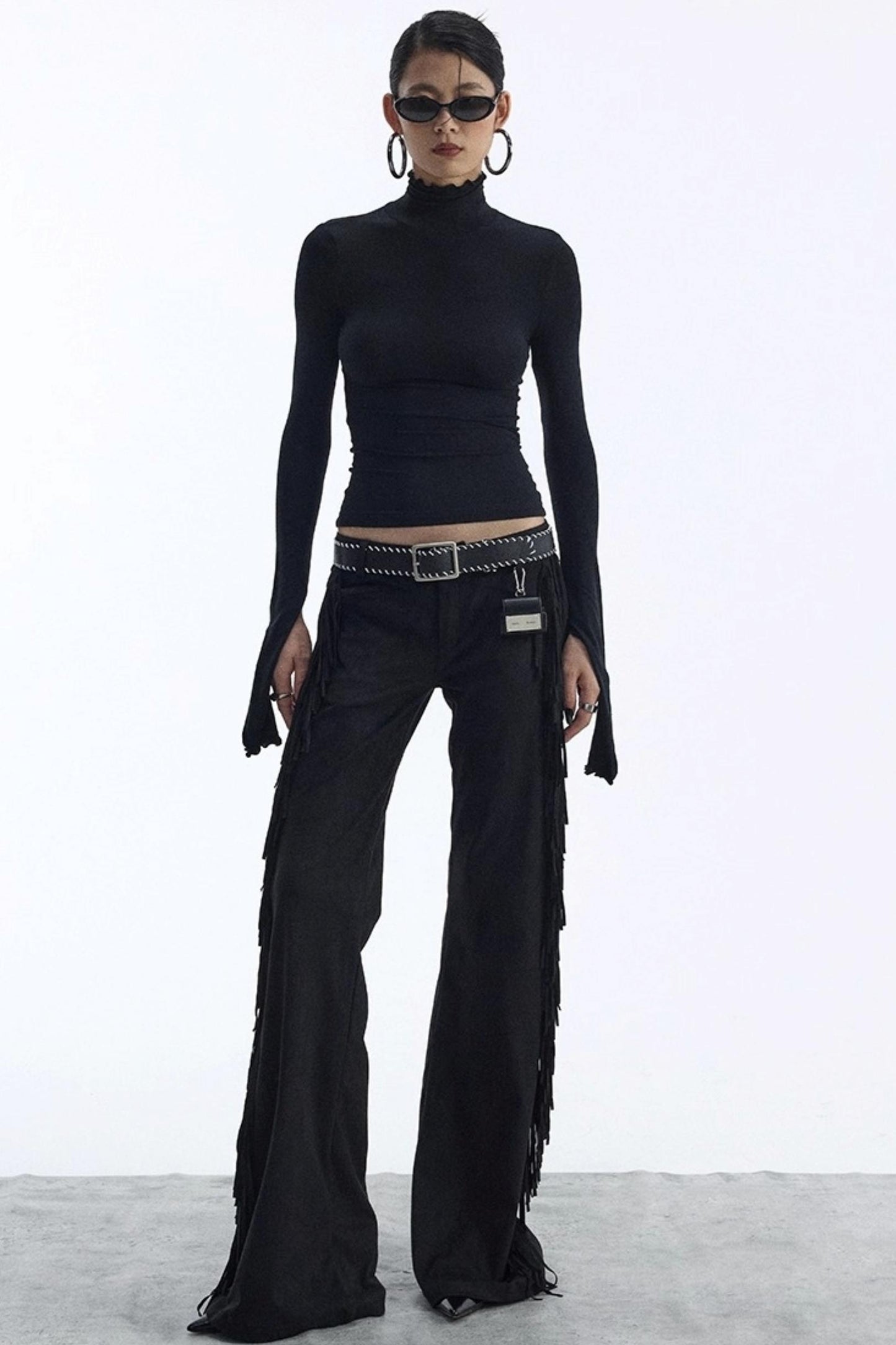 Vintage Low-Rise Fringe Pants