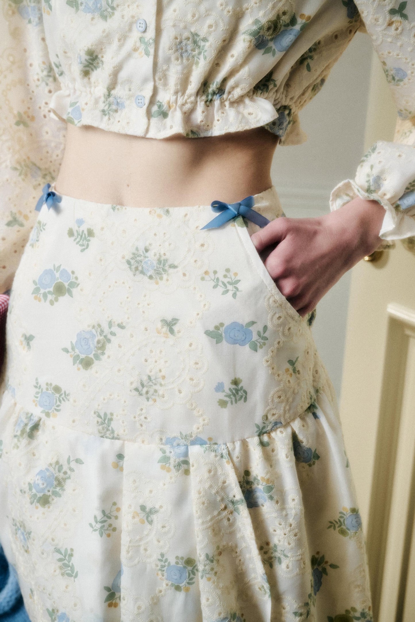 Embroidered Cotton Top & Skirt Set-Up