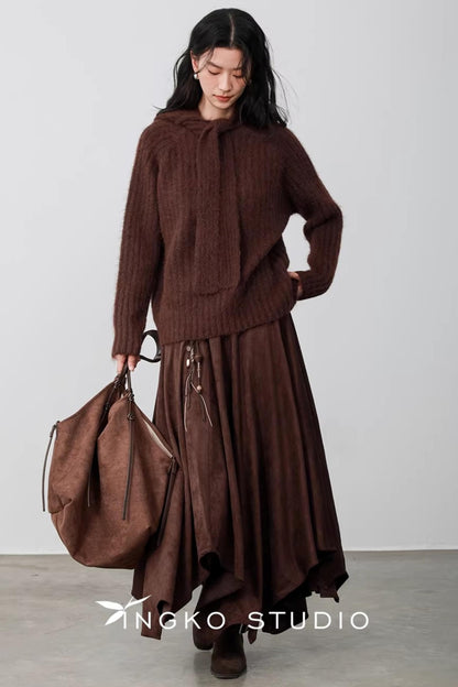 Hollow Cocoa Hood Sweater
