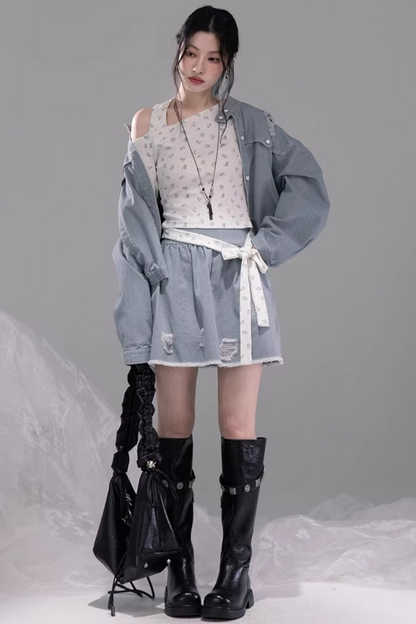 Floral Off-Shoulder Knitted Top