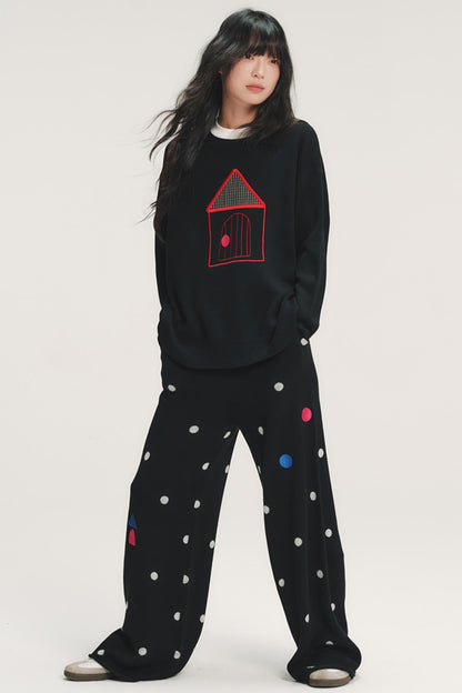 Color-Blocked Plaid Knit Top