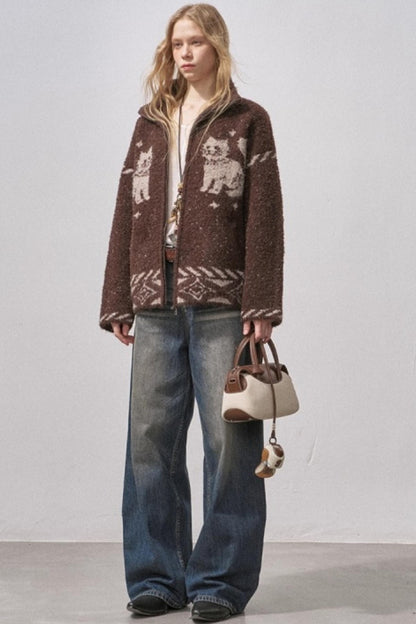 Star Kitty Jacquard Cardigan