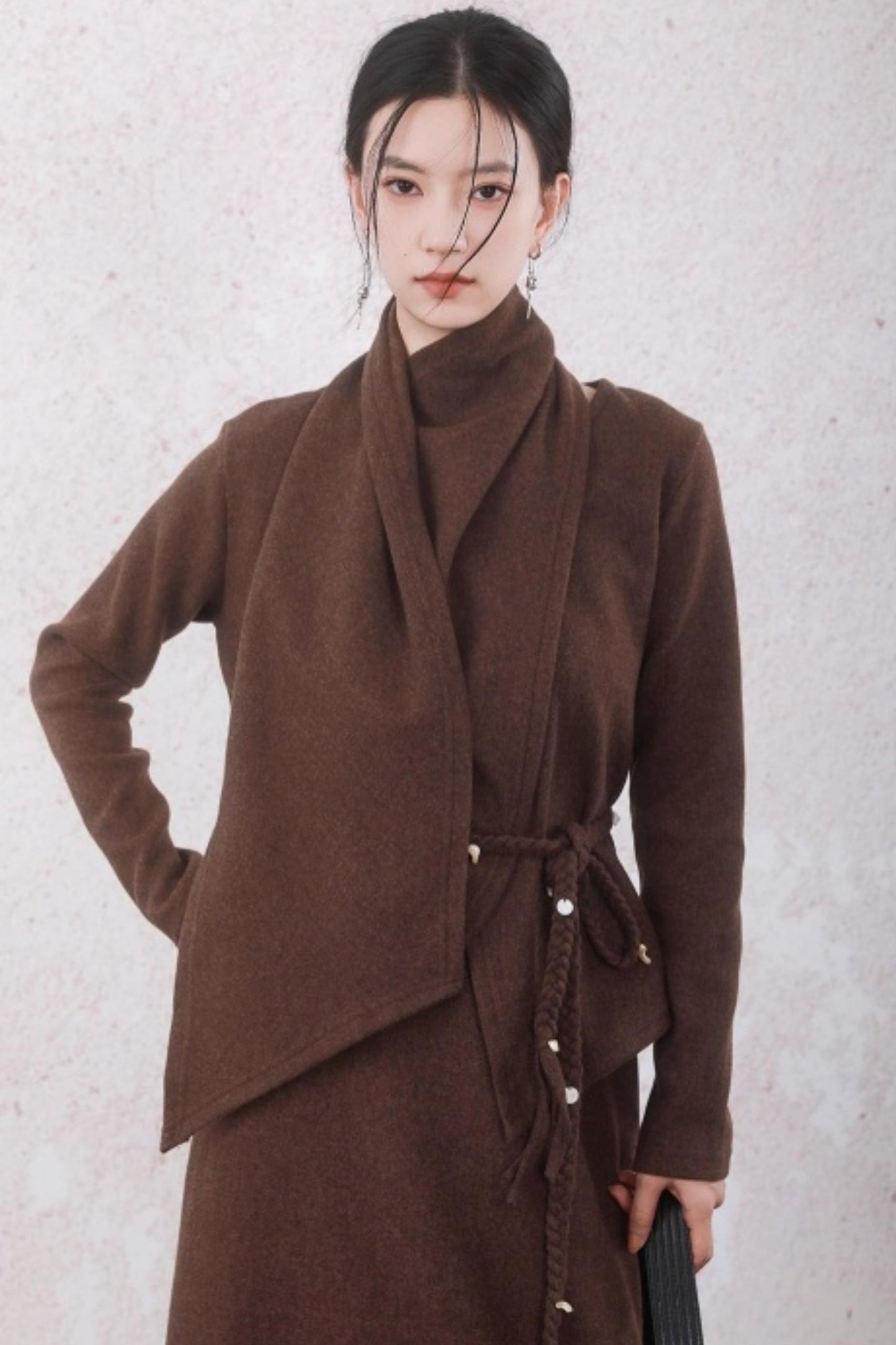 Chestnut Brown Knitted Sweater Set-Up