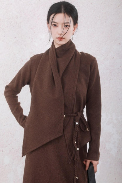 Chestnut Brown Knitted Sweater Set-Up