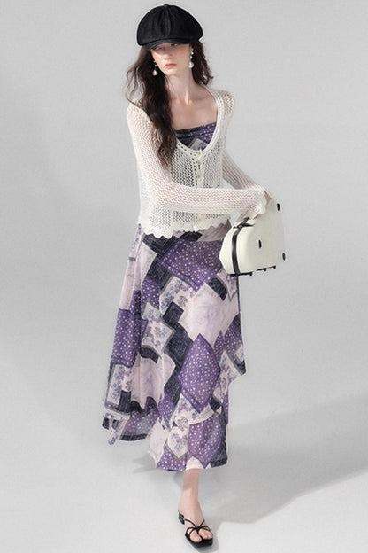 Vintage Collage Mesh Slip Dress