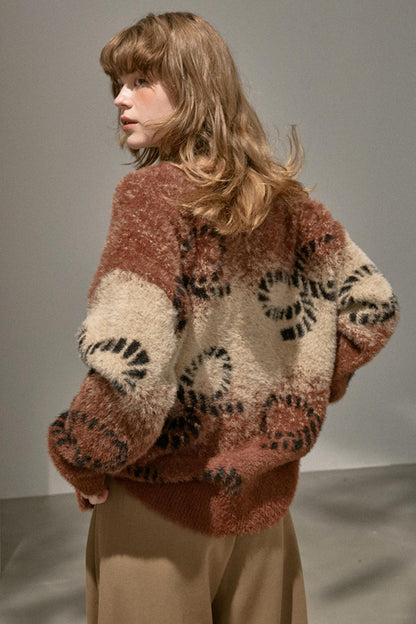 Gradient Knitted Loose Cardigan