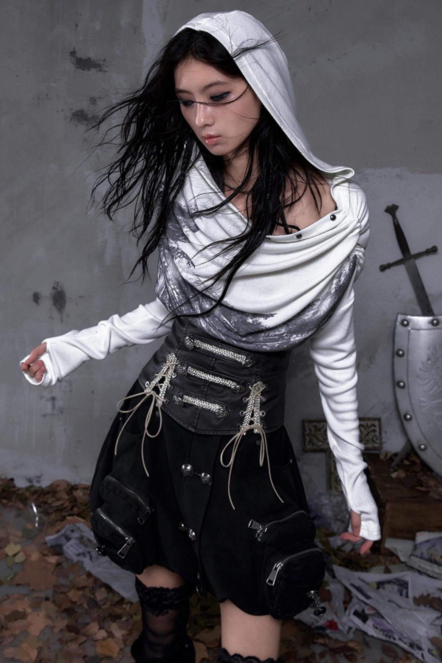 Wasteland Swing Collar Knitted Tops