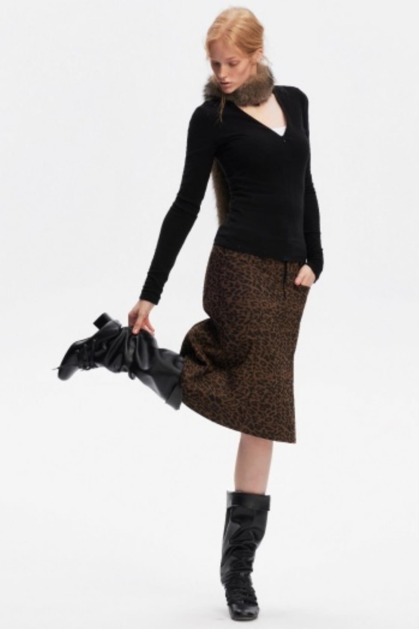 Leopard Print Fishtail Skirt