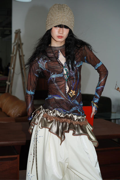 Shimmering Satin Short Skirt Curtain