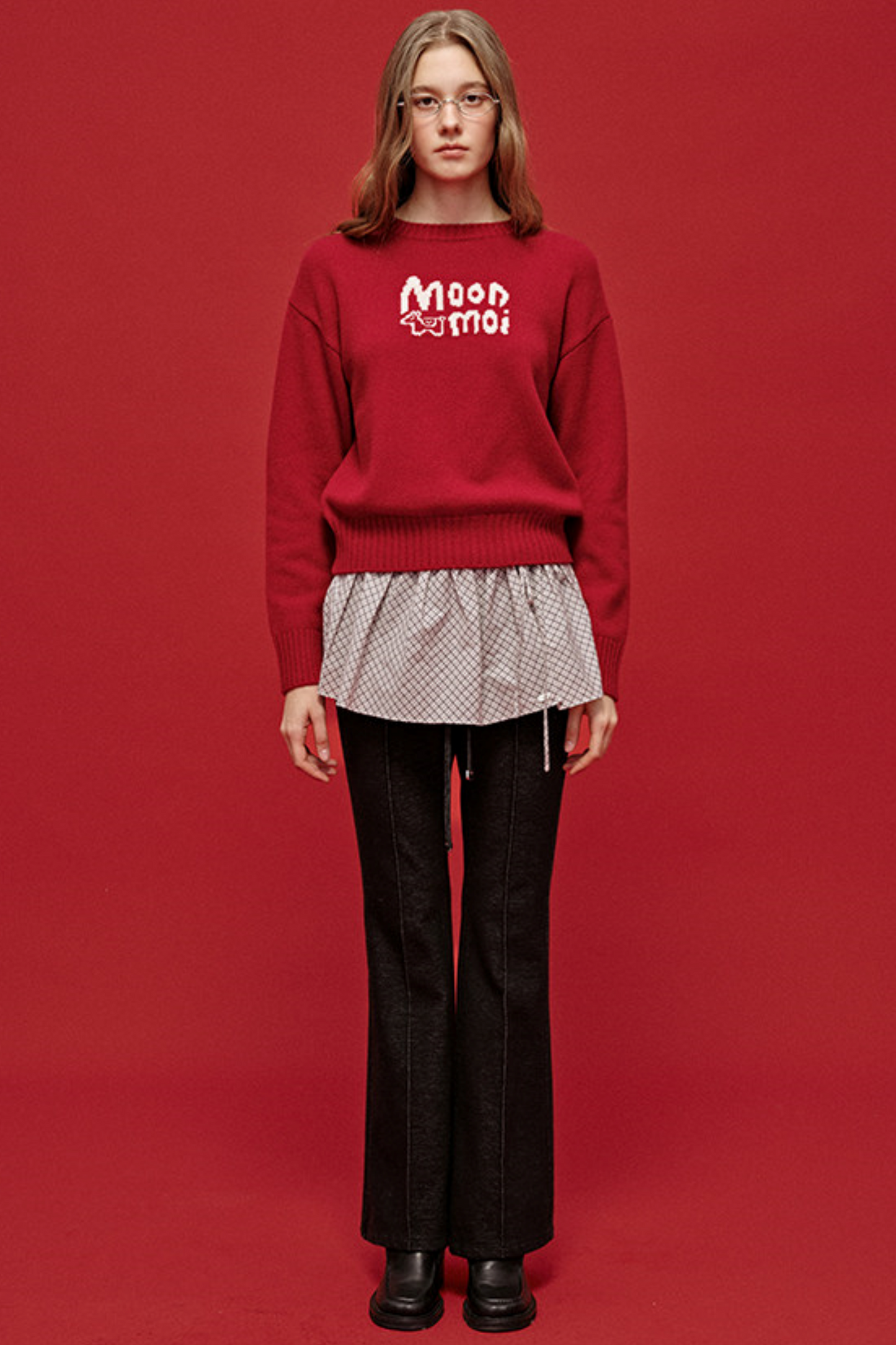 Embroidered Wool Denim Pants