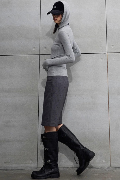 Gray Hooded Winter Sweater