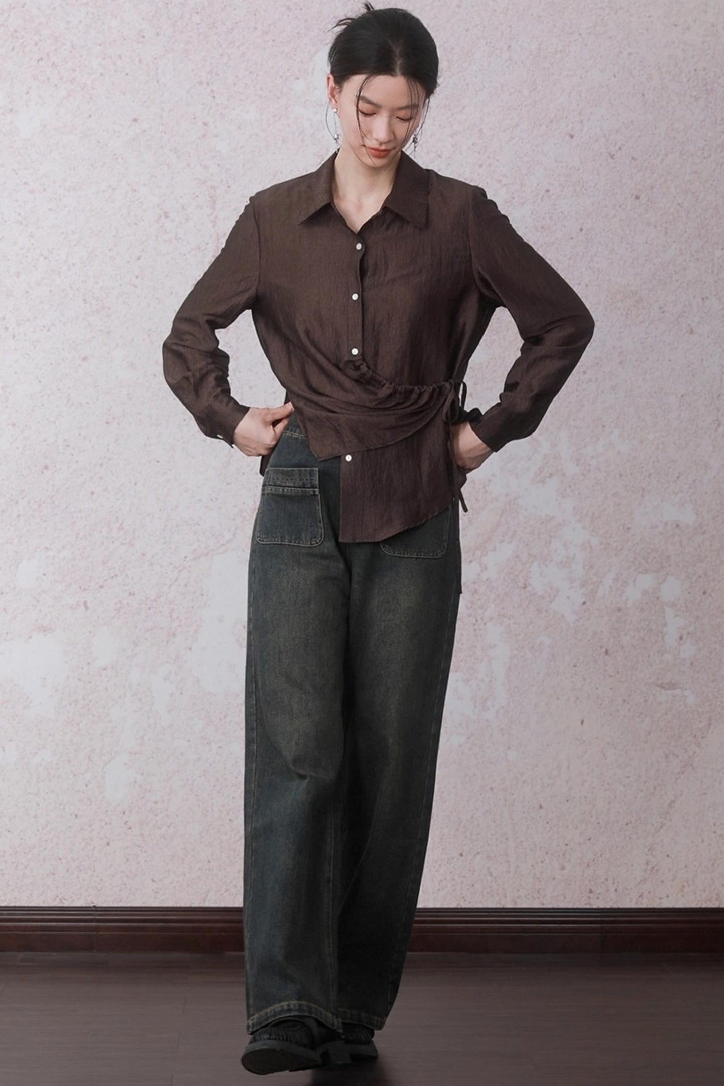 Autumn Acetate Chinese Shirt