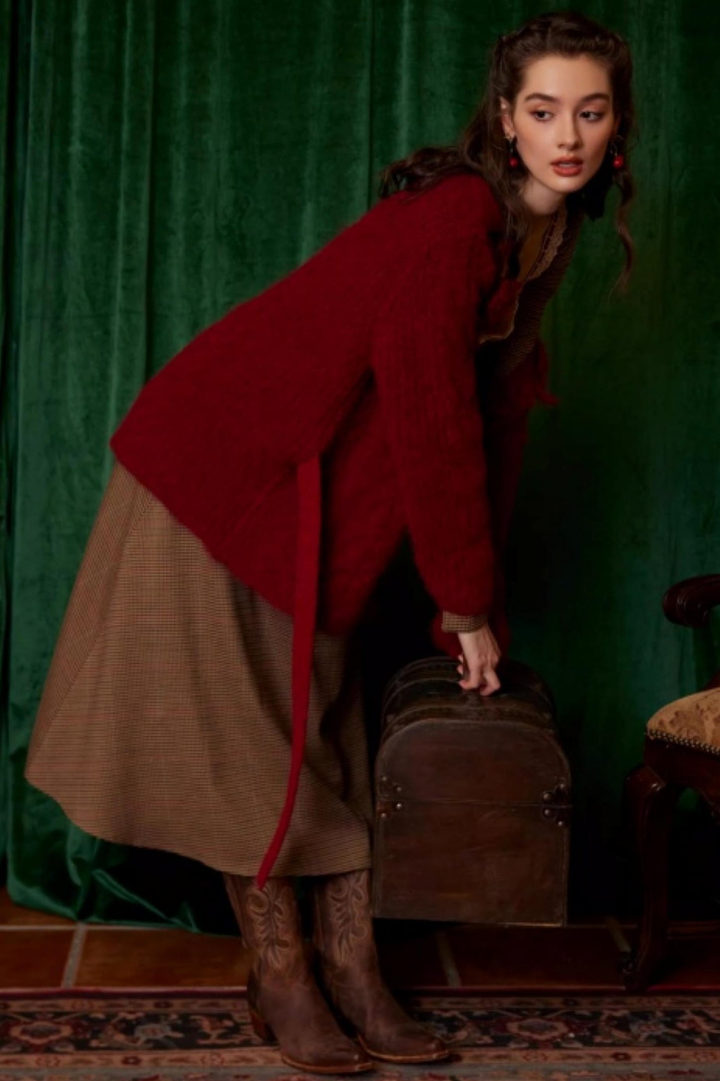 French Retro Houndstooth Dress