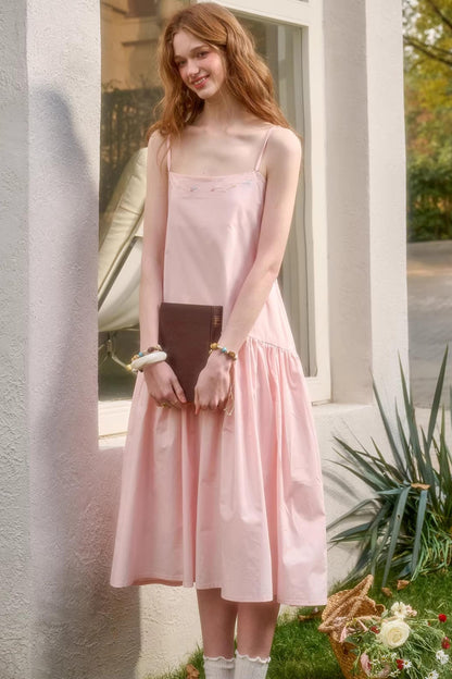 Baby Pink Cotton Dress Set-Up