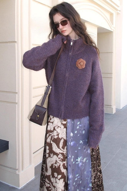 Retro Jacquard Taro Purple Skirt