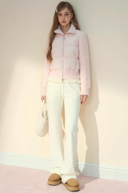 Pink Cloud Knitted Patchwork Jacket
