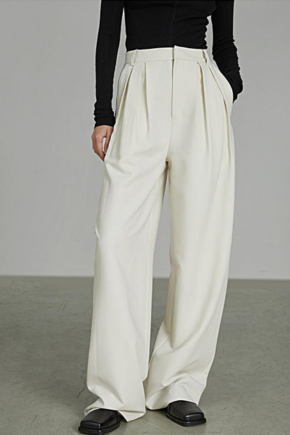 High-Waist Wide-Leg Draped Pants