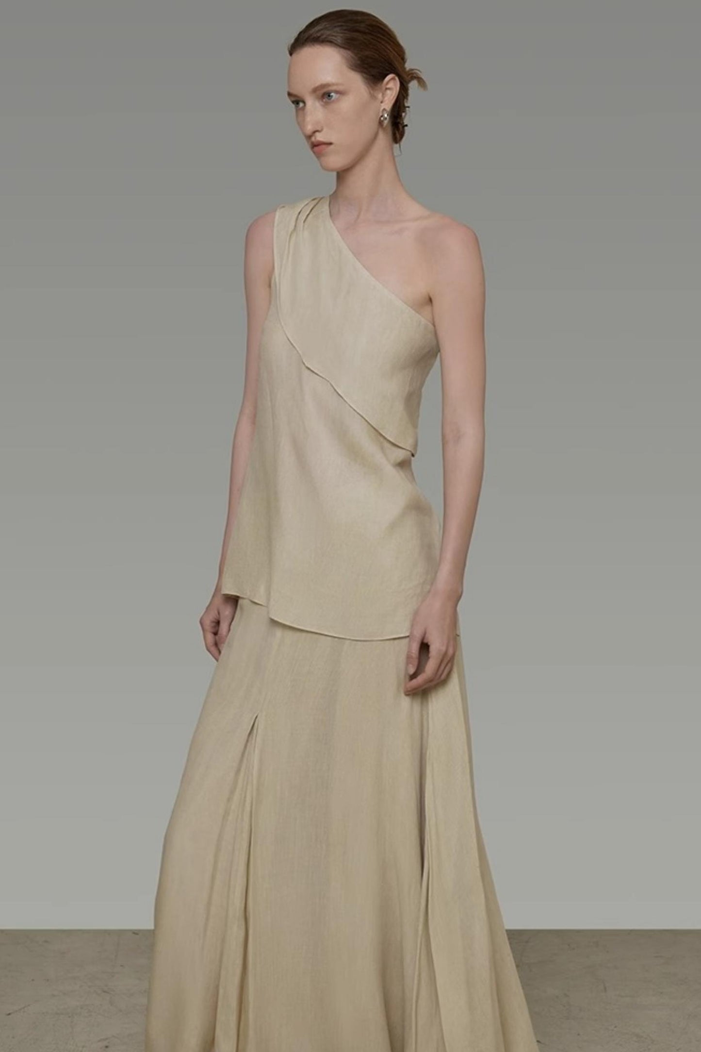 One-Shoulder Draped Two-Piece Set-Up