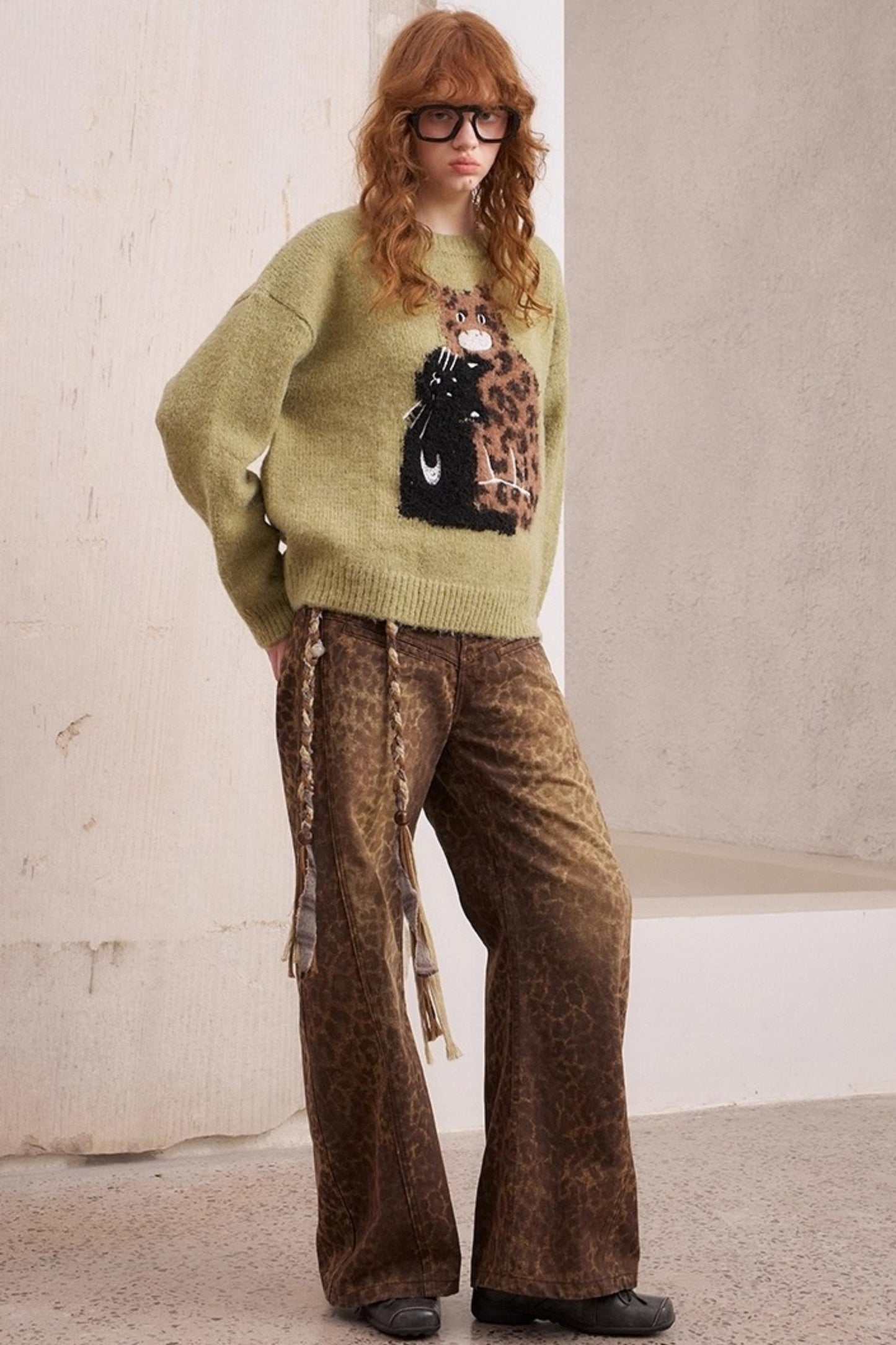 Embroidered Crew Neck Sweater