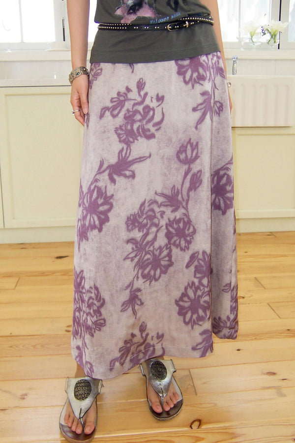 Neon Floral Slit Skirt