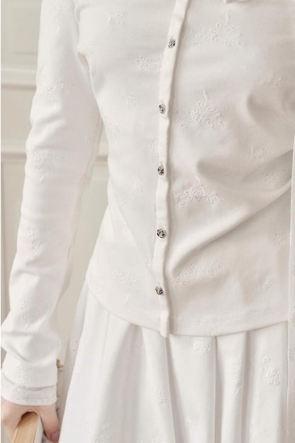 White Moonlight Lace Embroidered Top Skirt Set-Up