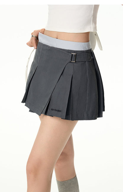 Modern Style Gray Pleated Skirt