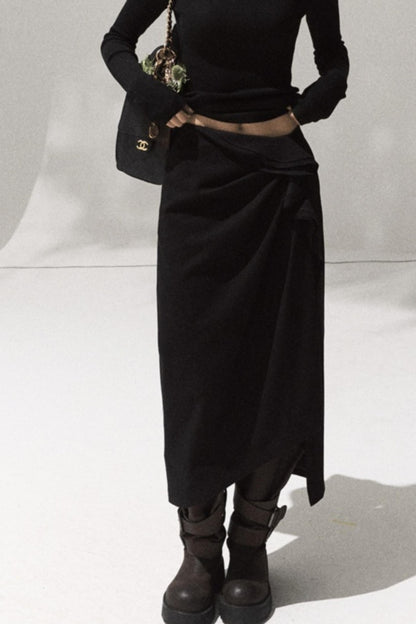 Oak Sculptural Pleated Midi Skirt