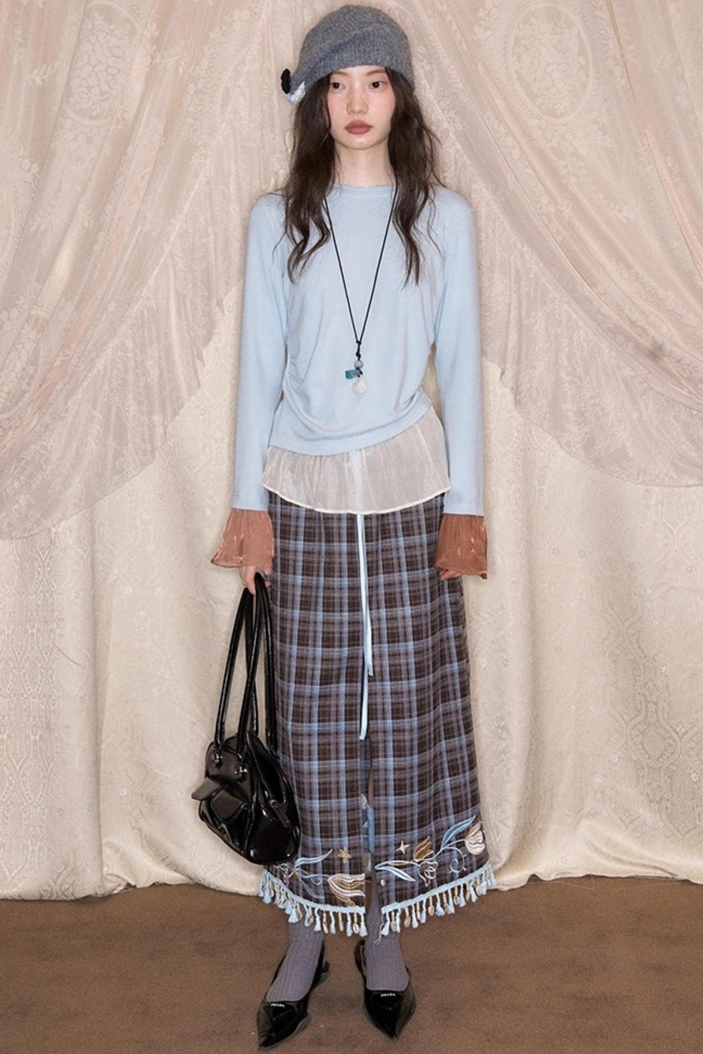 Floral Vintage Front Slit Skirt