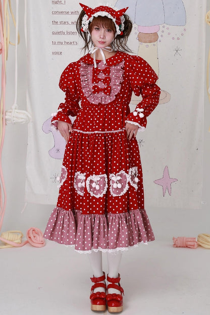 Vintage Christmas Polka Dot Lolita Dress
