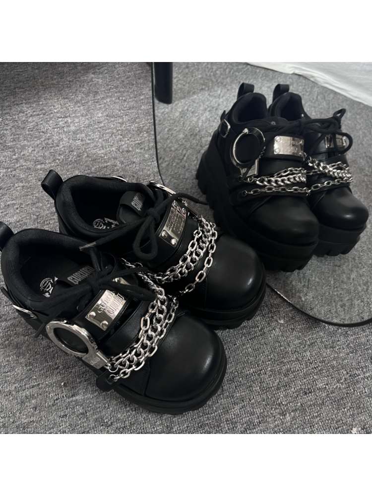 Y2K Handcuffs Velcro Platform Shoes