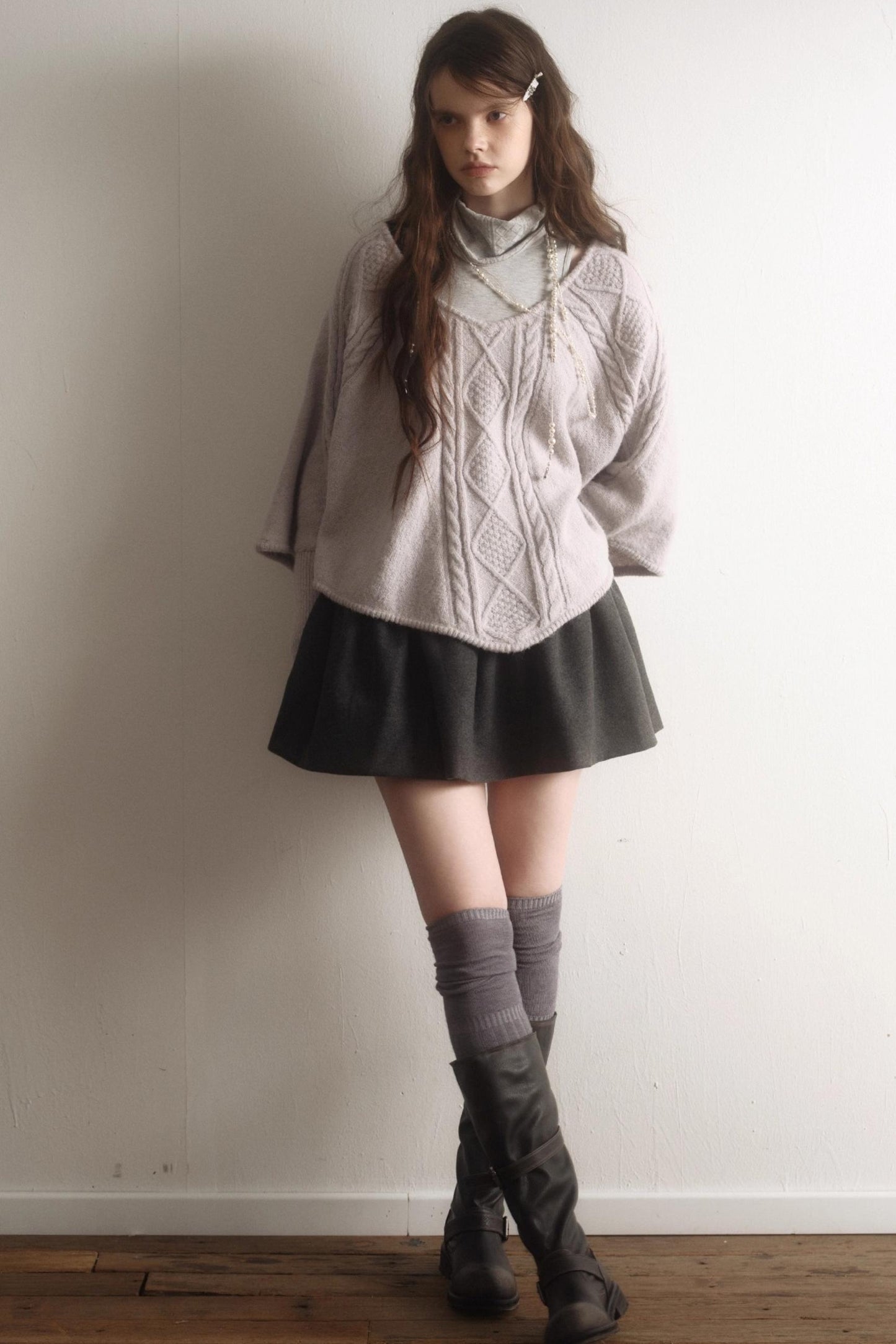Light Purple Wool Batwing Sweater Set-Up