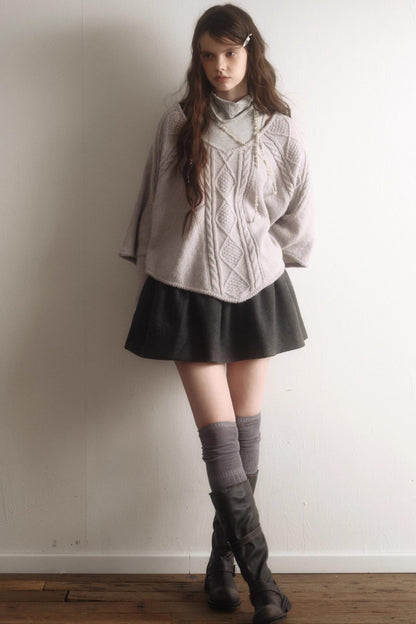 Light Purple Wool Batwing Sweater Set-Up