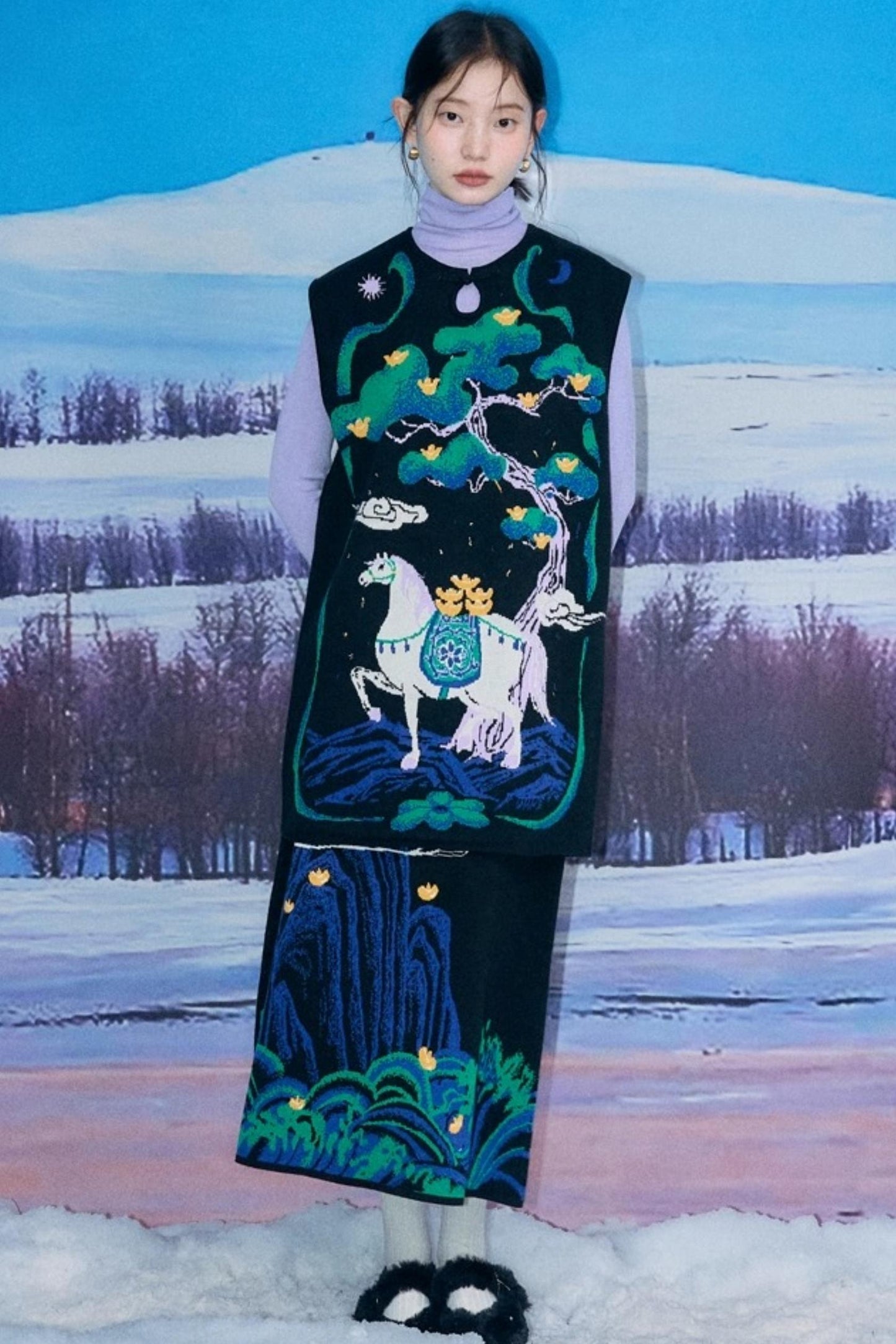 Chinese-Style Knitted Dress Set-Up