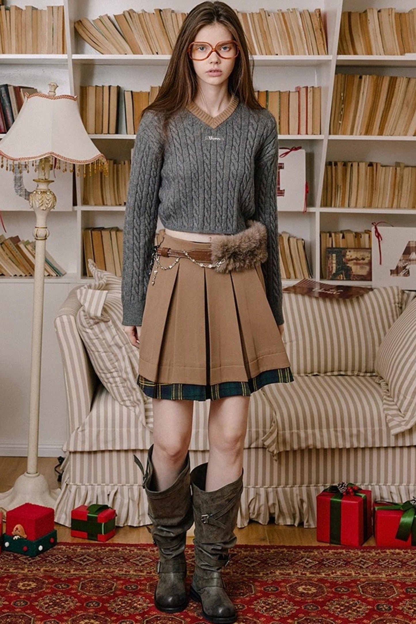 Retro Color-Blocked Knit Sweater