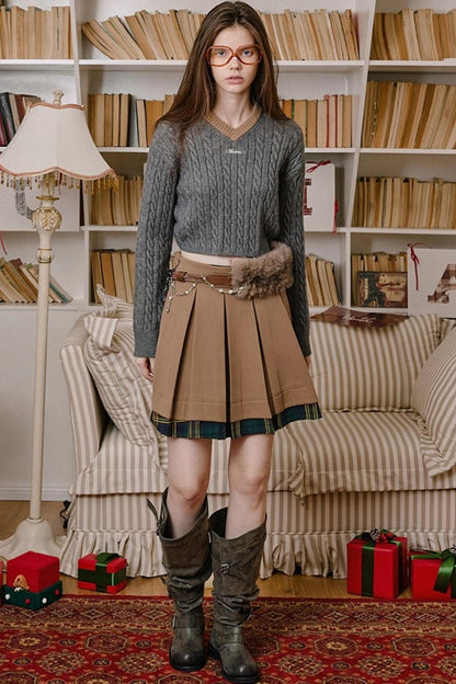 Retro Color-Blocked Knit Sweater