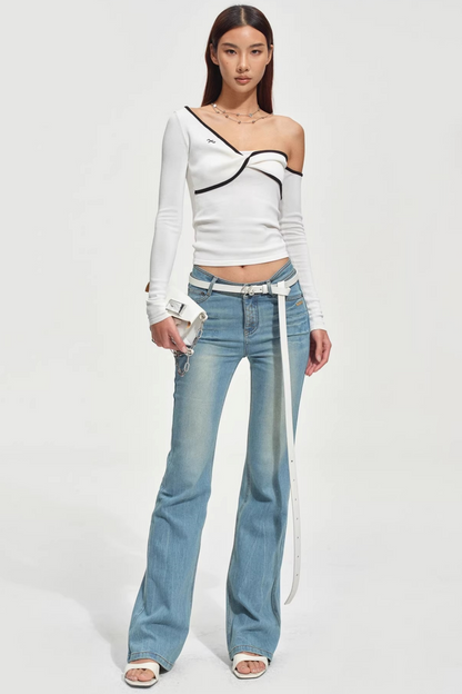 Sculpted Off-Shoulder Knit Top