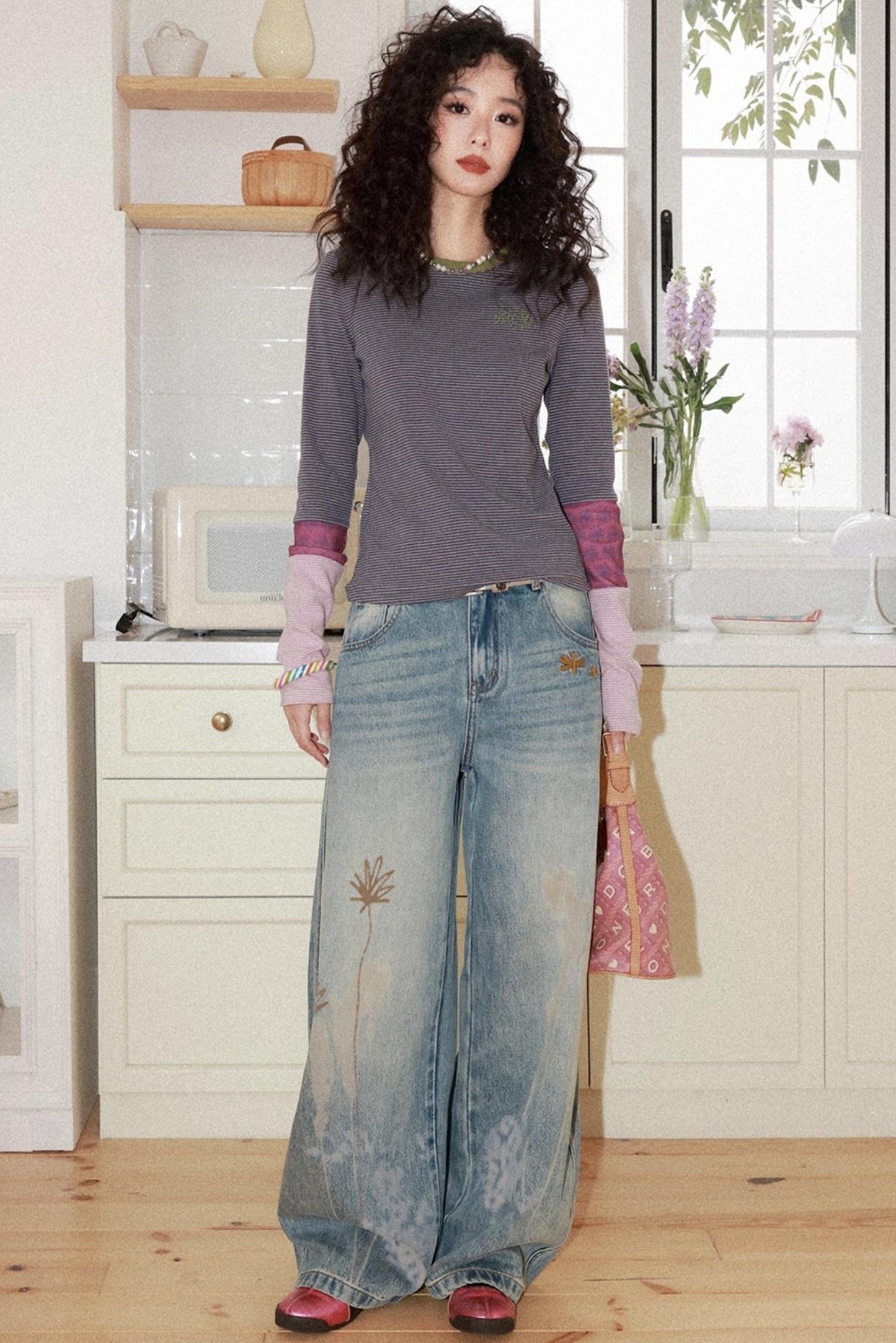 Striped Color-Blocking Slim T-Shirt