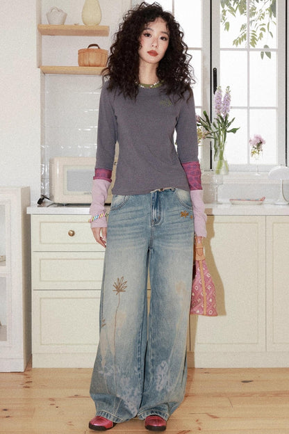 Striped Color-Blocking Slim T-Shirt