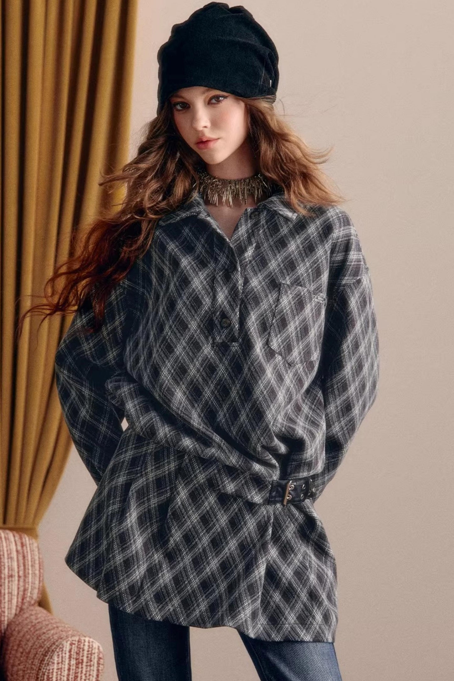Vintage Plaid Shirt Dress