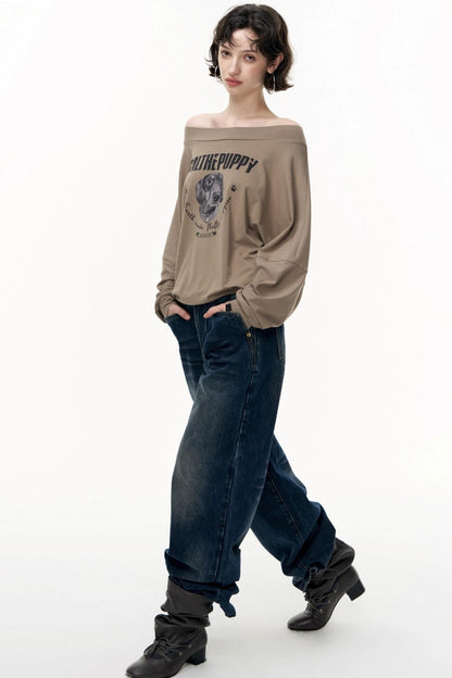 Loose Straight Wide-Leg Scimitar Jeans