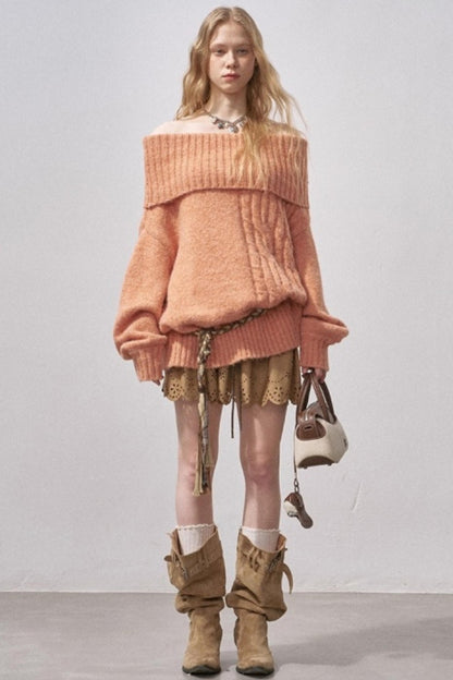 One-Shoulder Cable-Knit Sweater