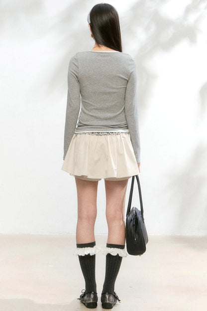 Basic Fake Two-Breasted Base Layer Top