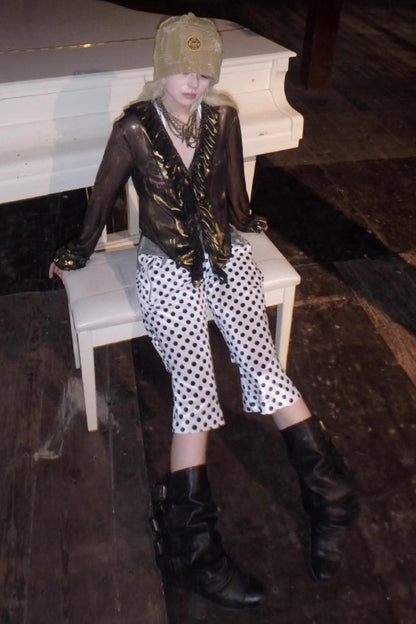 Metallic Bronze Mesh Cardigan