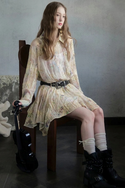 Sunset Embroidery Pleated Dress Set