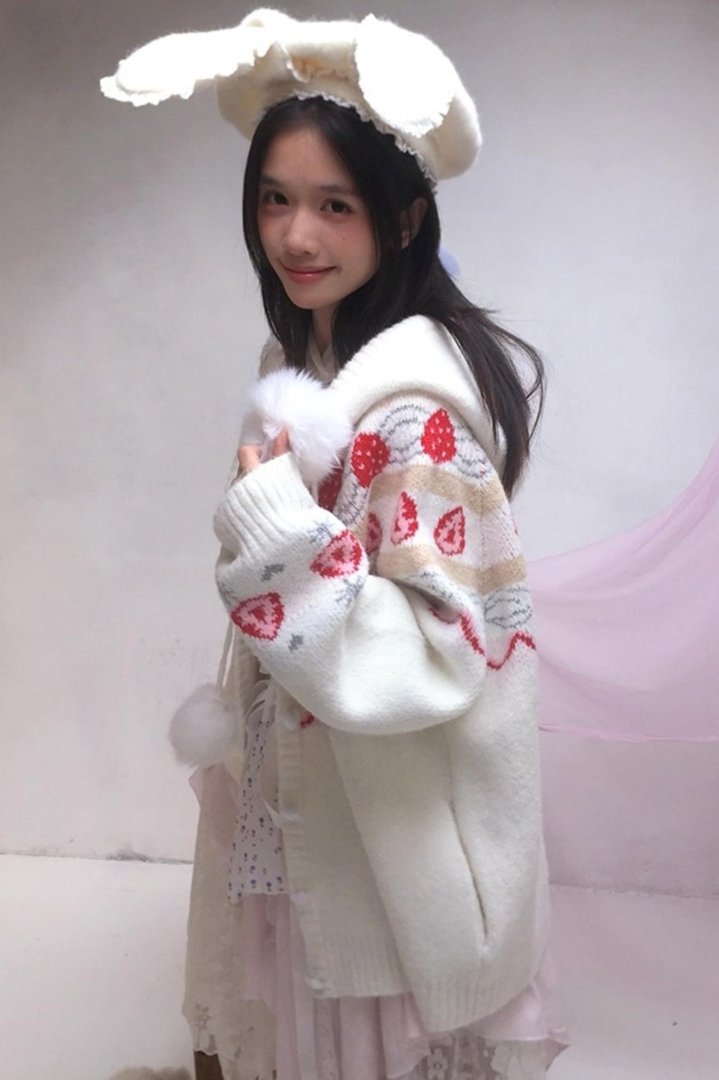 Happy Birthday Strawberry Mohair Cardigan