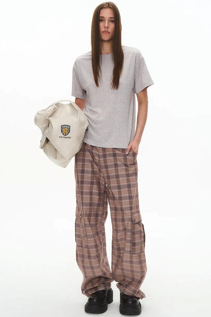 Exitmode Retro Two-Tone Plaid Cargo Pants