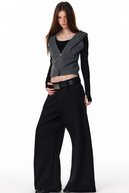 Vintage Hooded Knit Cardigan Top