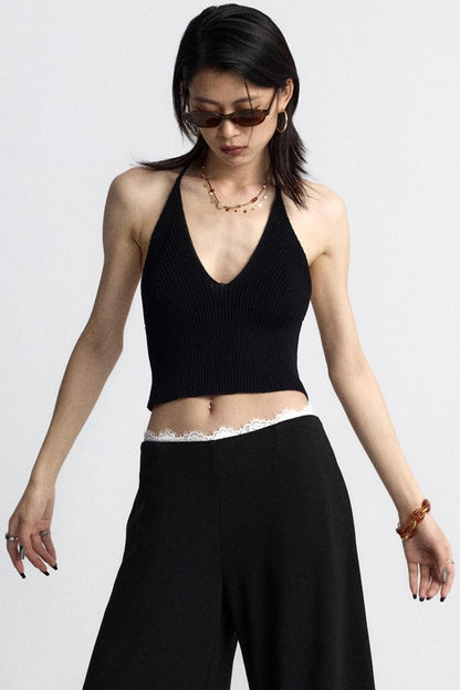 Orange V-Neck Knitted Vest