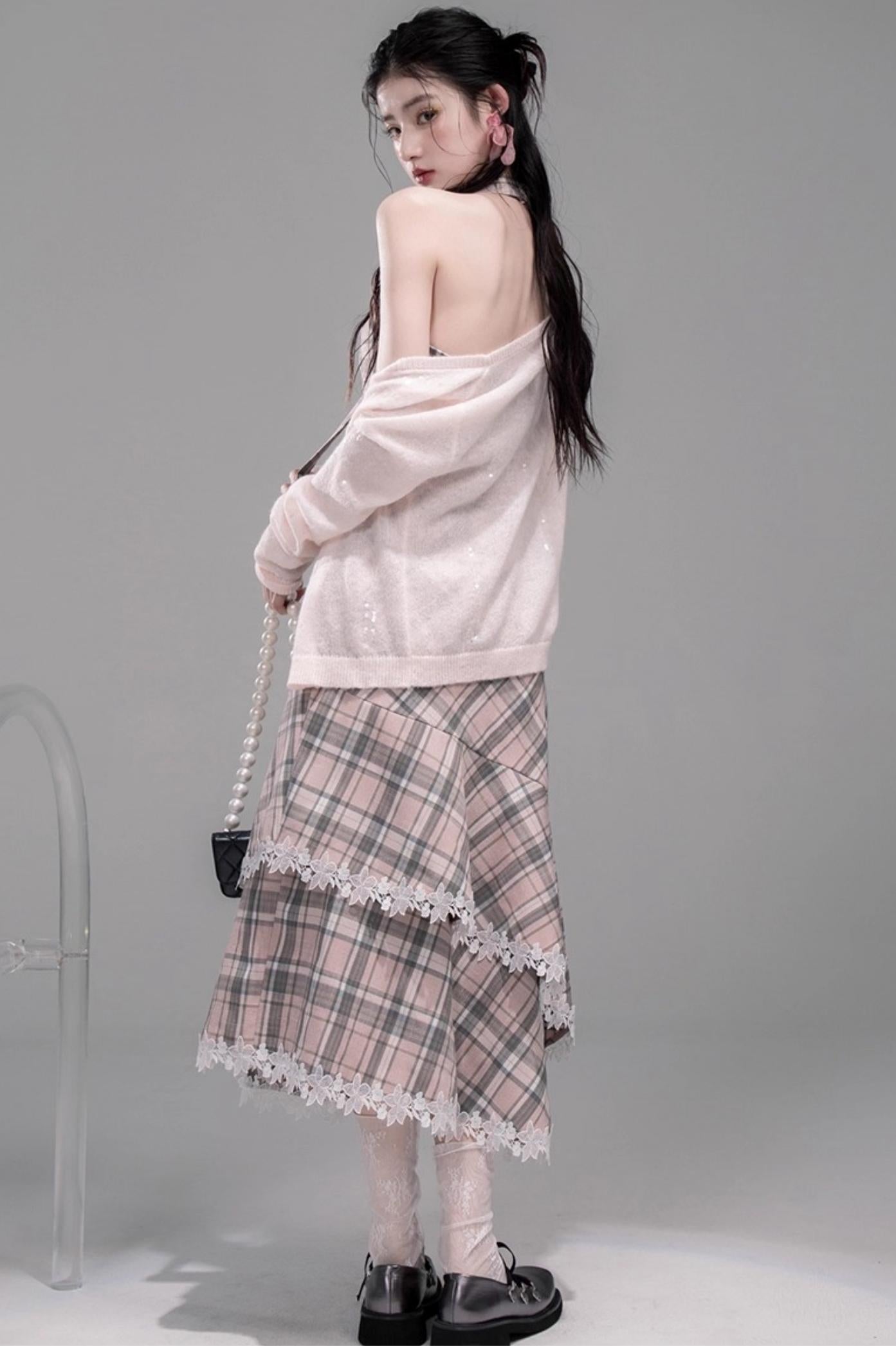 Gentle Cherry Pink Bias Skirt Dress